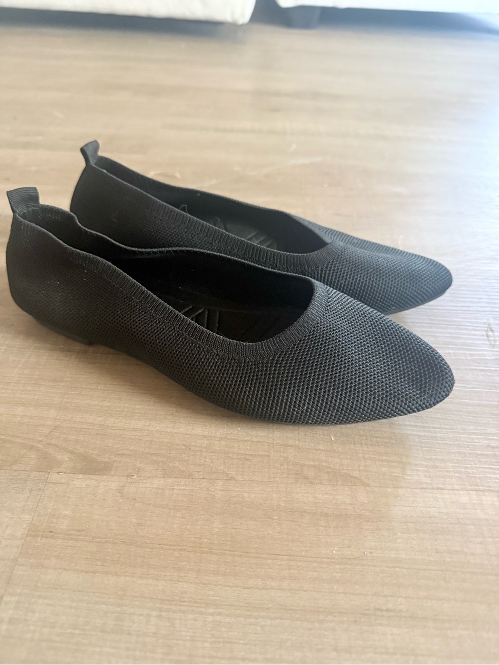 French Connection Black Knit Pointed Slip-On Flats